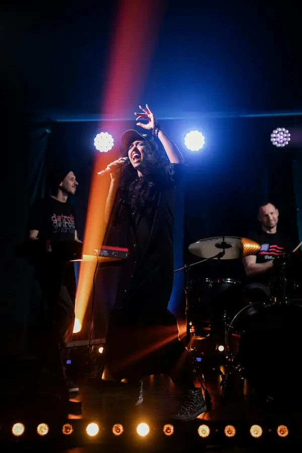 A performer live on-stage